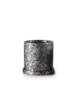 Ceramiczna Doniczka z Podstawką Srebrzysty Mikroświat - h15xd15cm - Szary