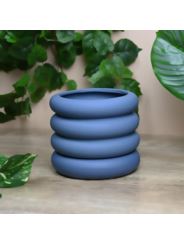 Niebieska Doniczka Ceramiczna Z Podstawką