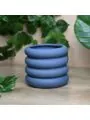 Niebieska Doniczka Ceramiczna Z Podstawką