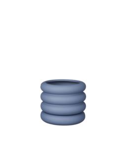 Niebieska Doniczka Ceramiczna Z Podstawką - h16xd18,5cm - Niebieski