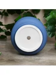 Niebieska Doniczka Ceramiczna Z Podstawką
