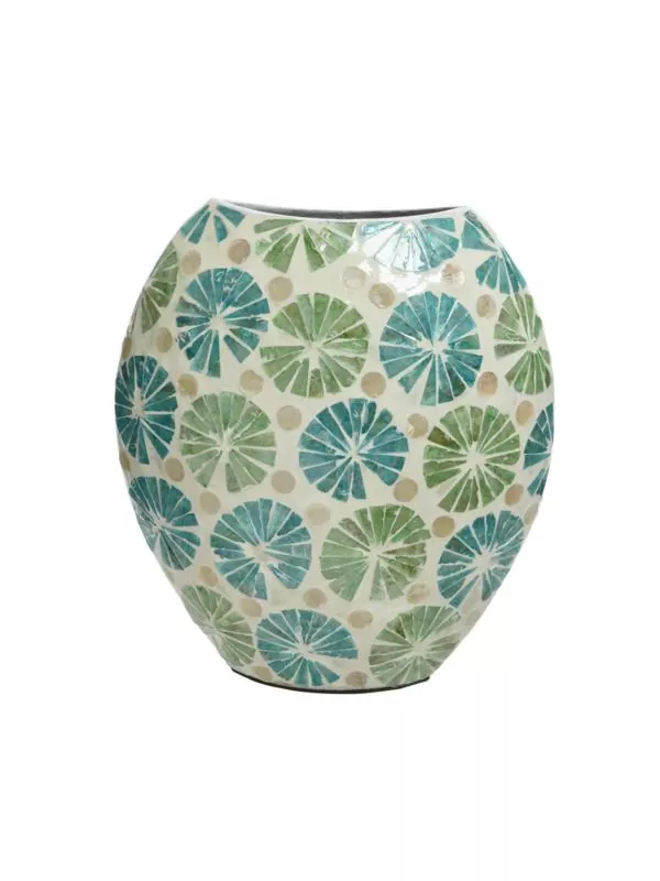 Wazon Ceramiczny w Zielono-Niebieskie Wzory